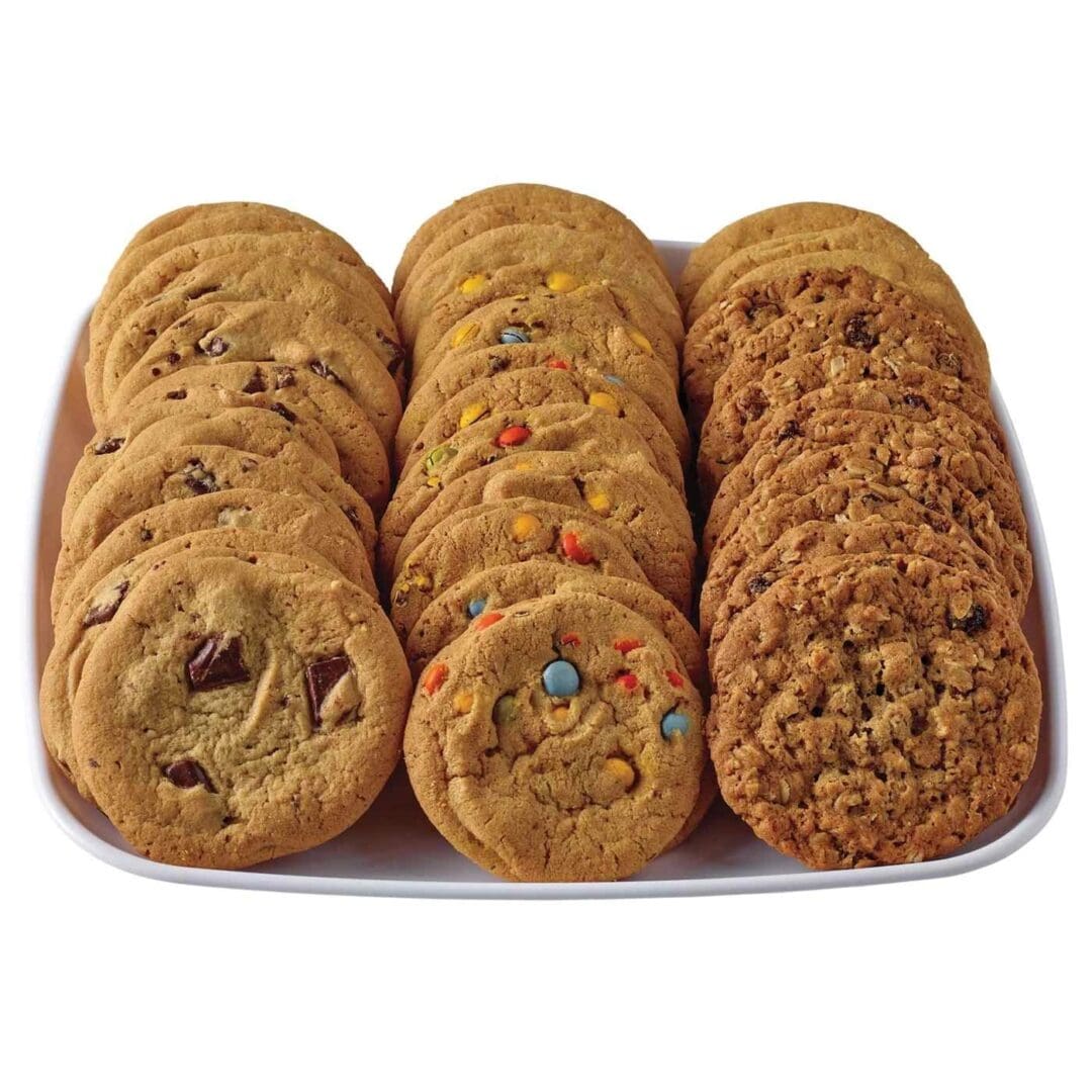 An Assorted Cookie Tray on a white background.